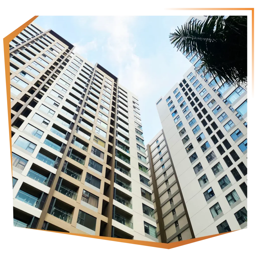 Góc nhìn kiến trúc tòa tháp căn hộ Akari City từ dưới lên
