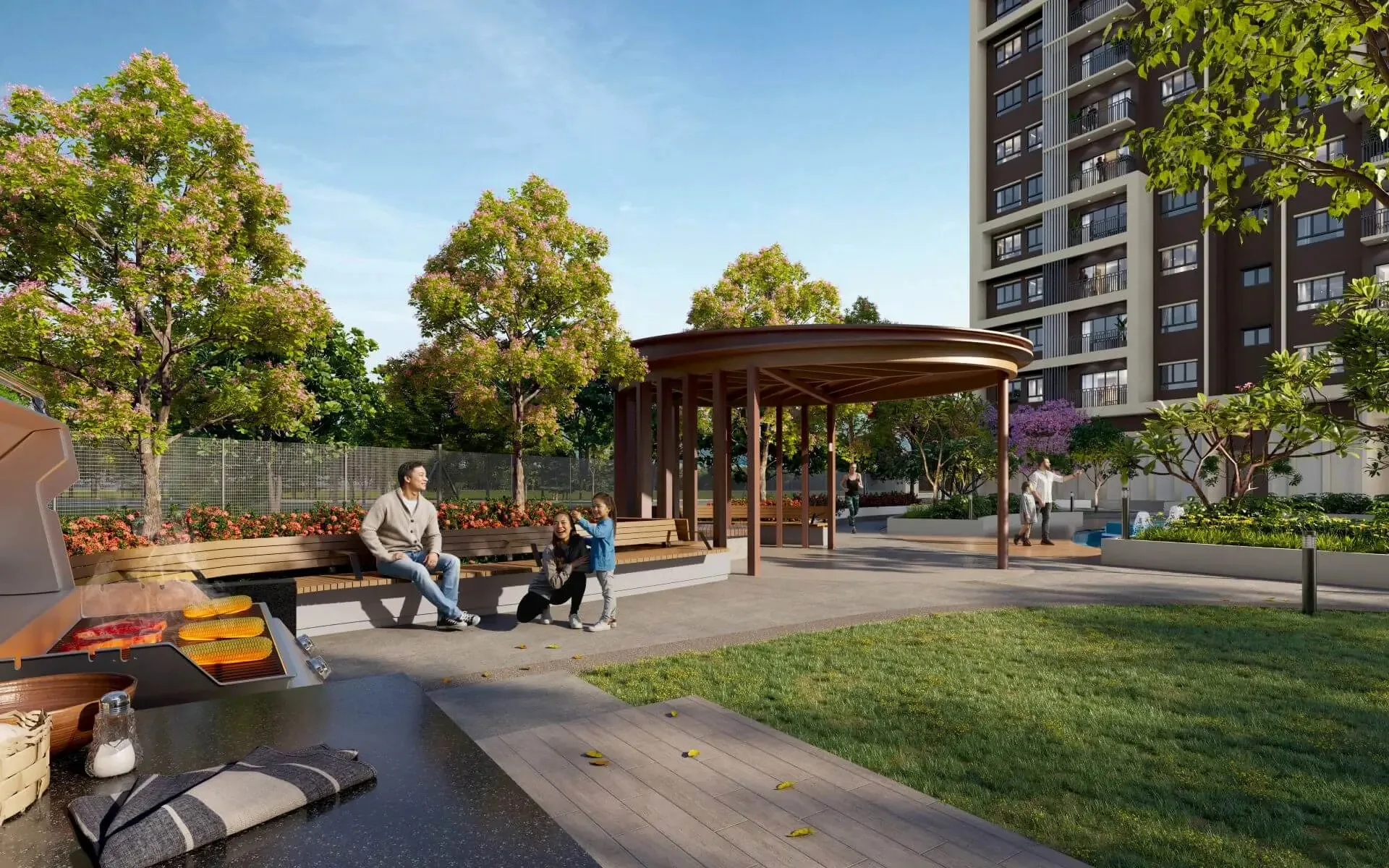 Phối cảnh khu vực tiệc nướng BBQ ngoài trời trong tiện ích nội khu The Westique Residences